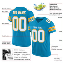 Load image into Gallery viewer, Custom Panther Blue White-Gold Mesh Authentic Football Jersey