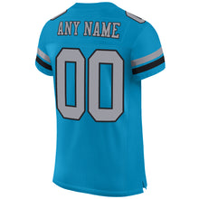 Load image into Gallery viewer, Custom Panther Blue Light Gray-Black Mesh Authentic Football Jersey