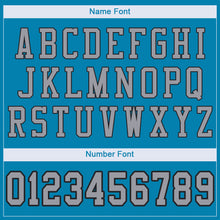 Load image into Gallery viewer, Custom Panther Blue Light Gray-Black Mesh Authentic Football Jersey