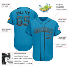 Load image into Gallery viewer, Custom Panther Blue Black-Gray Authentic Drift Fashion Baseball Jersey
