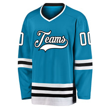 Load image into Gallery viewer, Custom Panther Blue White-Black Hockey Jersey