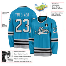 Load image into Gallery viewer, Custom Panther Blue Gray-Black Hockey Jersey