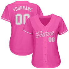 Load image into Gallery viewer, Custom Pink White Authentic Baseball Jersey