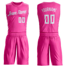 Load image into Gallery viewer, Custom Pink White Round Neck Suit Basketball Jersey - Fcustom