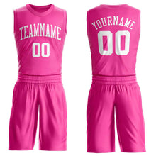 Load image into Gallery viewer, Custom Pink White Round Neck Suit Basketball Jersey - Fcustom