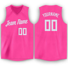 Load image into Gallery viewer, Custom Pink White V-Neck Basketball Jersey - Fcustom