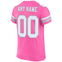 Load image into Gallery viewer, Custom Pink White-Light Gray Mesh Authentic Football Jersey