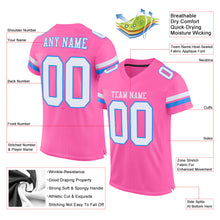 Load image into Gallery viewer, Custom Pink White-Powder Blue Mesh Authentic Football Jersey