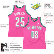 Load image into Gallery viewer, Custom Pink White-Kelly Green Authentic Throwback Basketball Jersey
