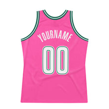 Load image into Gallery viewer, Custom Pink White-Kelly Green Authentic Throwback Basketball Jersey