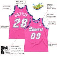 Load image into Gallery viewer, Custom Pink White-Royal Authentic Throwback Basketball Jersey