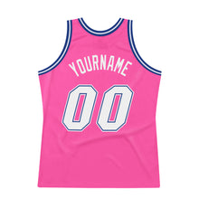 Load image into Gallery viewer, Custom Pink White-Royal Authentic Throwback Basketball Jersey