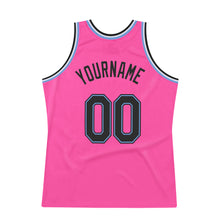 Load image into Gallery viewer, Custom Pink Black-Light Blue Authentic Throwback Basketball Jersey