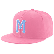 Load image into Gallery viewer, Custom Pink Light Blue-White Stitched Adjustable Snapback Hat