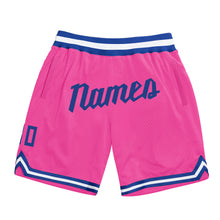 Load image into Gallery viewer, Custom Pink Royal-White Authentic Throwback Basketball Shorts