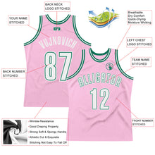 Load image into Gallery viewer, Custom Light Pink White-Kelly Green Authentic Throwback Basketball Jersey