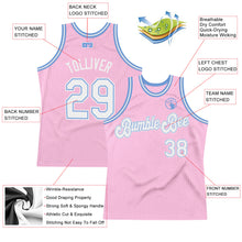 Load image into Gallery viewer, Custom Light Pink White-Light Blue Authentic Throwback Basketball Jersey