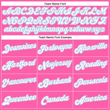 Load image into Gallery viewer, Custom Pink White Pinstripe White-Light Blue Authentic Basketball Jersey