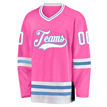 Load image into Gallery viewer, Custom Pink White-Light Blue Hockey Jersey