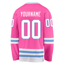 Load image into Gallery viewer, Custom Pink White-Light Blue Hockey Jersey