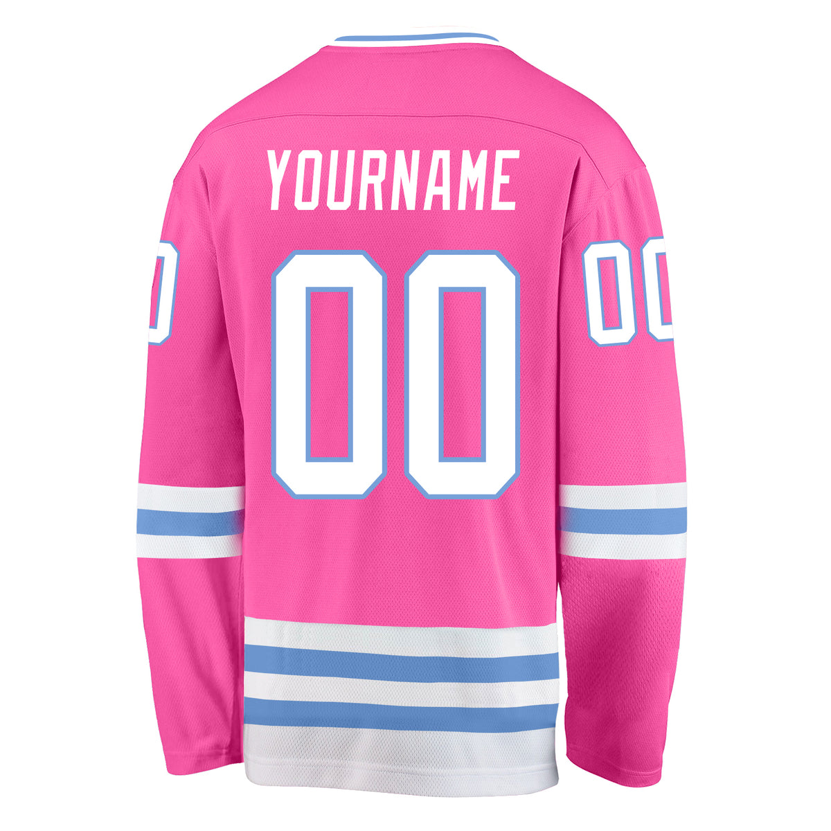 Custom Pink WhiteLight Blue Hockey Jersey Sale Fcustom