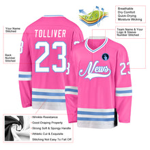 Load image into Gallery viewer, Custom Pink White-Light Blue Hockey Jersey