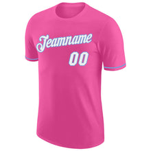 Load image into Gallery viewer, Custom Pink White-Light Blue Performance T-Shirt