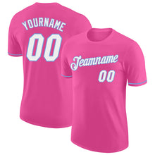 Load image into Gallery viewer, Custom Pink White-Light Blue Performance T-Shirt