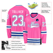 Load image into Gallery viewer, Custom Pink White-Royal Hockey Jersey