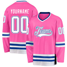 Load image into Gallery viewer, Custom Pink White-Royal Hockey Jersey