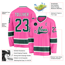 Load image into Gallery viewer, Custom Pink Green-White Hockey Jersey