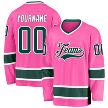 Load image into Gallery viewer, Custom Pink Green-White Hockey Jersey