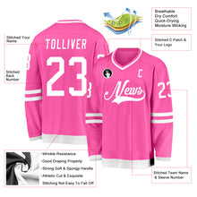 Load image into Gallery viewer, Custom Pink White Hockey Jersey