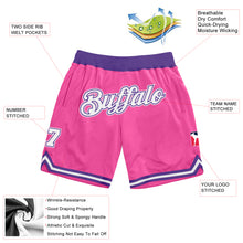 Load image into Gallery viewer, Custom Pink White-Purple Authentic Throwback Basketball Shorts
