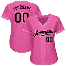 Load image into Gallery viewer, Custom Pink Black-White Authentic Baseball Jersey
