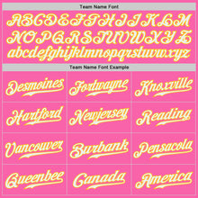 Load image into Gallery viewer, Custom Pink White-Gold Authentic Baseball Jersey