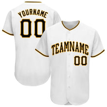Load image into Gallery viewer, Custom White Black-Gold Baseball Jersey