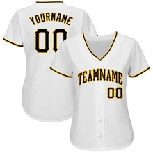 Load image into Gallery viewer, Custom White Black-Gold Baseball Jersey