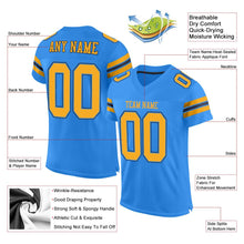 Load image into Gallery viewer, Custom Powder Blue Gold-Navy Mesh Authentic Football Jersey - Fcustom