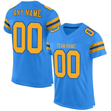 Load image into Gallery viewer, Custom Powder Blue Gold-Navy Mesh Authentic Football Jersey - Fcustom