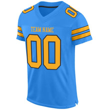 Load image into Gallery viewer, Custom Powder Blue Gold-Navy Mesh Authentic Football Jersey - Fcustom