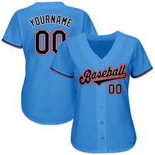 Load image into Gallery viewer, Custom Powder Blue Black-Orange Authentic Baseball Jersey