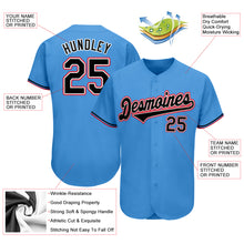 Load image into Gallery viewer, Custom Powder Blue Black-Orange Authentic Baseball Jersey