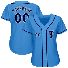 Load image into Gallery viewer, Custom Powder Blue Navy-Gray Authentic Baseball Jersey