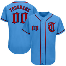 Load image into Gallery viewer, Custom Powder Blue Red-Navy Authentic Baseball Jersey