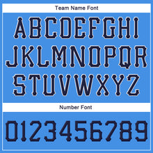 Load image into Gallery viewer, Custom Powder Blue Navy-White Stitched Adjustable Snapback Hat