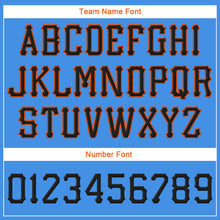 Load image into Gallery viewer, Custom Powder Blue Black-Orange Stitched Adjustable Snapback Hat