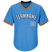 Load image into Gallery viewer, Custom Powder Blue White-Navy Authentic Throwback Rib-Knit Baseball Jersey Shirt