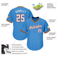 Load image into Gallery viewer, Custom Powder Blue White-Orange Authentic Throwback Rib-Knit Baseball Jersey Shirt