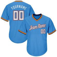 Load image into Gallery viewer, Custom Powder Blue White-Orange Authentic Throwback Rib-Knit Baseball Jersey Shirt